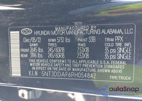 2023 Hyundai Santa Cruz Sel Premium from USA, damaged, VIN 5NTJDDAF6PH054842